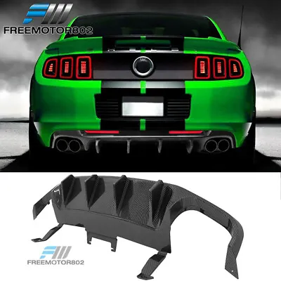 Fits 13-14 Mustang GT500 2-Door Rear Diffuser Lip Carbon Fiber Print PP + V3 Fin • $159.99