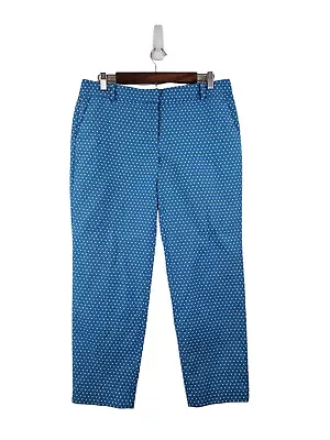 J. Crew Cafe Capri Size 8 Ankle Pants Mid Rise Blue White Unlined • $16