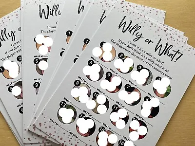 10 Willy Or What Hen Party Game Cards Includes Answers - Rose Gold Design • £4.99
