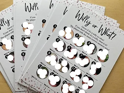 12 Willy Or What Hen Rose Gold Party Game Cards Includes Answer Card • £5.50