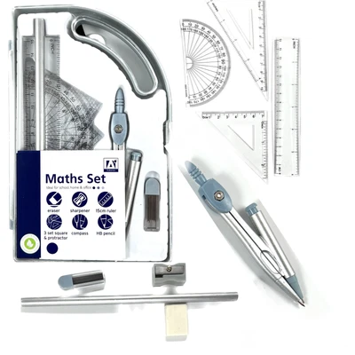 £4.99 • Buy 9 Piece Maths Geometry Set Back To School Exam Stationery Compass Protractor CMA
