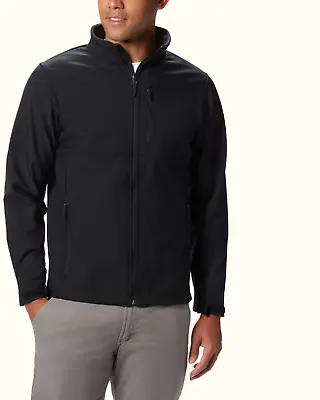 Men's Outdoor Coat Windproof Polyester Full Zip Softshell Jacket Black • $19.99