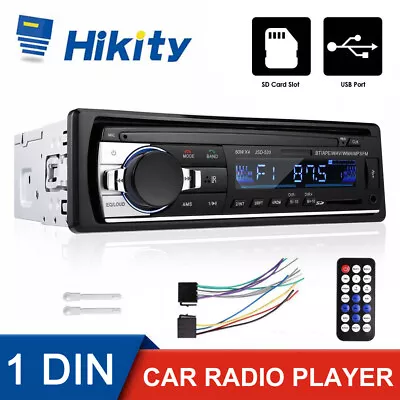 Single 1 DIN Car Radio Stereo MP3 Player Bluetooth Music Head Unit AUX USB Input • £13.69