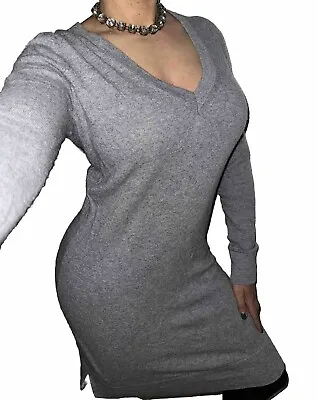 Banana Republic Merino Wool Cashmere Knit Sweater Dress Grey Soft Italian Yarn M • $29