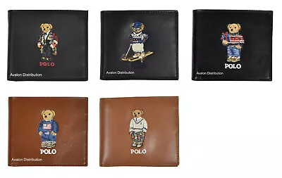 Polo Ralph Lauren Leather Collegiate Preppy Holiday Bear Bifold Wallet New W/Box • $109