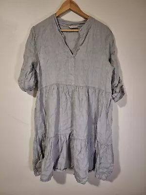 Women’s Bellambra Made In Italy Linen Dress 3/4 Sleeve - Grey - Size Small  • $35