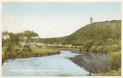 Wallace Monument And River Forth Stirling (Valentine Carbo Colour No. A8623) • £3.49