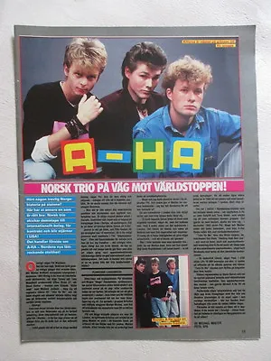 Aha A-ha Morten Harket 1 Page Cutting Clipping Sweden 1980s • $3.99