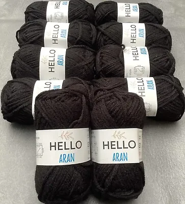 Hello Aran Knitting Crochet Yarn 10X30g Balls  Black#tu16 • £0.99