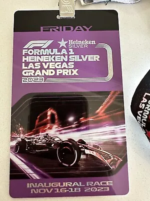 2023 Formula One F1 Inaugural Las Vegas Grand Prix Friday Badge Lanyard-RARE • $148.88