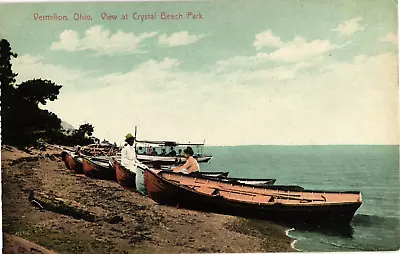 Vermilion Ohio View At Crystal Beach Park Rowboats Divided Postcard C1907-09 • $17.95