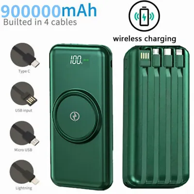 $21.99 • Buy Qi Wireless Power Bank 900000mAh Backup Portable Charger External Battery USB-C