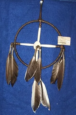 Authentic Native American Made Medicine Wheel 6  Hoop  Dark Brown Leather • $27.95