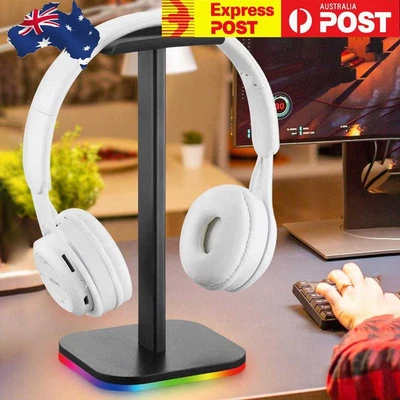 $16.59 • Buy RGB Gaming Headphone Stand Headset Desk Display Holder LED Base/USB Pickup Light