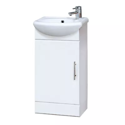 Bathroom Basin Vanity Unit & Sink 400mm Single Door Cabinet Modern Round Cabinet • £99.95