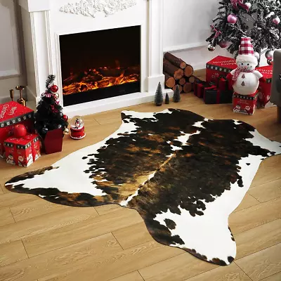 Faux Cowhide Rug 4.6X5.2 Feet Premium Durable Cow Print Rugs For Living Room • $63.23