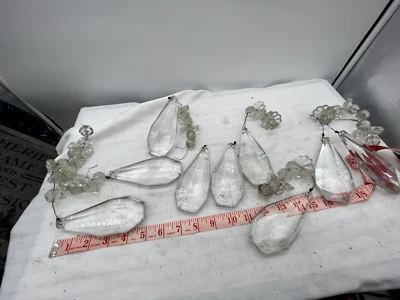 $9.99 • Buy Antique Vintage Sconce Chandelier Prism Crystal Glass Lot LARGE Xl Big Parts