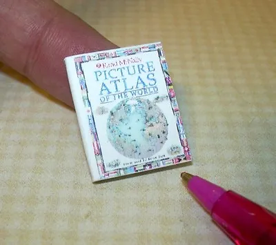  Miniature Children's World Atlas Illustrated In Color: DOLLHOUSE 1:12 Scale • $3.50