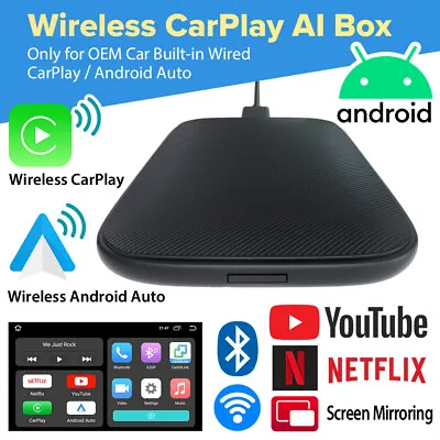 Wireless CarPlay AI Box Android Auto Adapter Converter For Car Stereo GPS Navi • $89.33