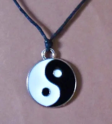 Yin Ying Yang Necklace Pendant Charm Black Cord Choker Surfer Men Boy Girl Women • $7.95