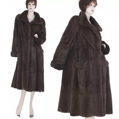 NEW! XL! World’s Finest Female Sable Brown Mink Scalloped Tiered Coat • $1190