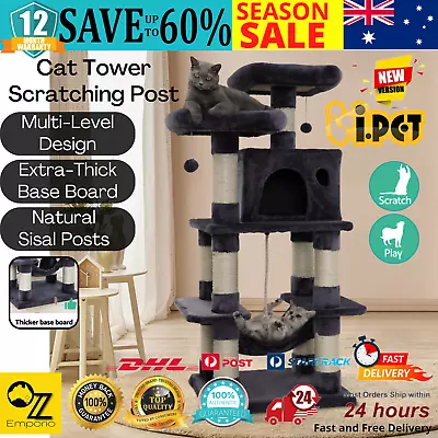 I.Pet Cat Tree Tower Scratching Post Wood Scratcher Condo House Toys Bed Large • $141.04