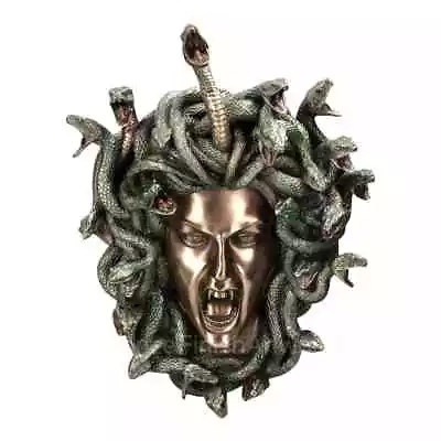 Medusa Head Of Snakes Gothic Wall Plaque Décor Statue Bronze Finish 23 Cm • $103.30