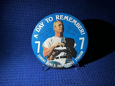 Mickey Mantle A Day To Remember (1969) 4  Vintage Baseball Pin-Back Button • $7