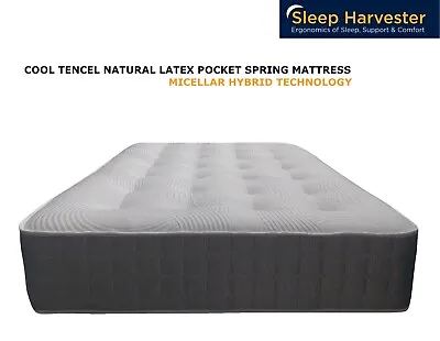 Natural Latex Cool Tencel 5000  Pocket Spring Mattress 4FT6 Double 5FT King 6FT • £305