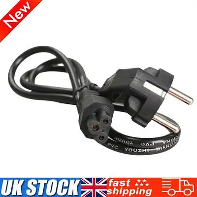 1M EU 3 Prong 2 Pin AC Laptop Power Cord Adapter Cable Black  • £5.09