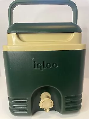 Vintage 1 Gallon Cube Igloo Water Beverage Cooler Jug Spout Hunter Green USA 3B3 • $23.49