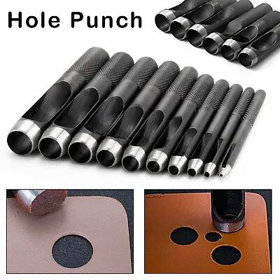 1-40mm Hollow Hole Punch Tool Heavy Duty Wood Leather Plastic Belt DIY Craft • £4.39