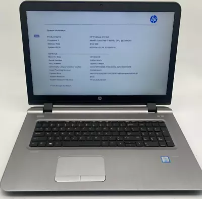 HP ProBook 470 G3 15.6   Intel I7-6500U CPU @ 2.5GHz 8GB RAM No SSD Tested • $75