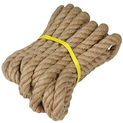 Natural Jute Rope - 1 Inch×25 Feet - Twisted Manila Rope - Thick Hemp Rope USA • $34.93