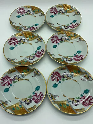 $49.99 • Buy Vintage Set 6 Vista Alegre VA Mottahedeh Portugal Scrolls Flowers Small Saucers 