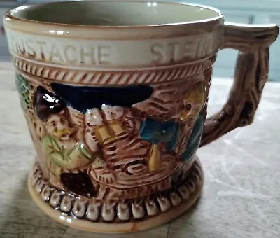 Vintage Mustache Stein Mug Cup German Drinking Deer Forest Coffee Tea - Japan • $7.99