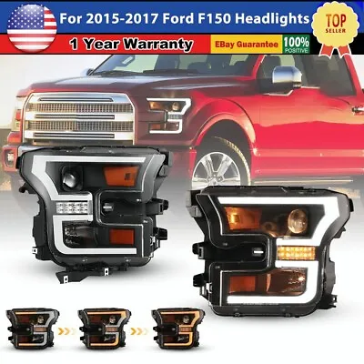 Sequential LED Headlights For 2015 2016 2017 Ford F150 F-150 DRL Projector Lamps • $339.99