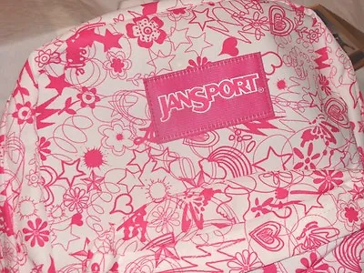 Rare Nwt Pink Label Jansport White Pink Doodle Superbreak Backpack ~free Us Ship • £47.49