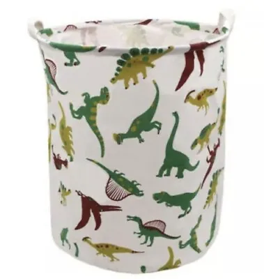Large Canvas Dinosaur Laundry Basket/ Toy Storage  Kids Bedroom • £10.34