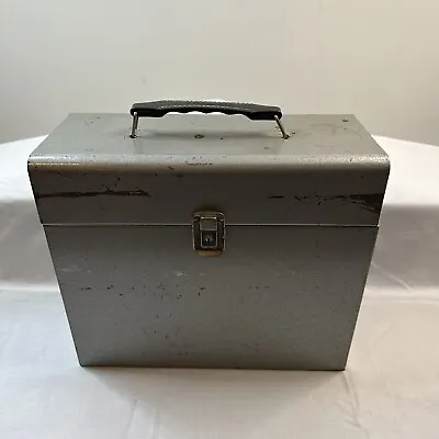 Vintage Industrial Steel Metal Grey Tool Box With Handle • $25