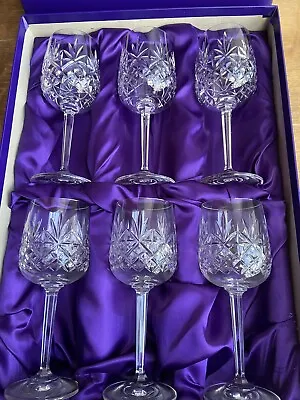 6 X  Edinburgh Crystal Berkeley  7   Wine Glasses Boxed - Very Lightly Used • £55