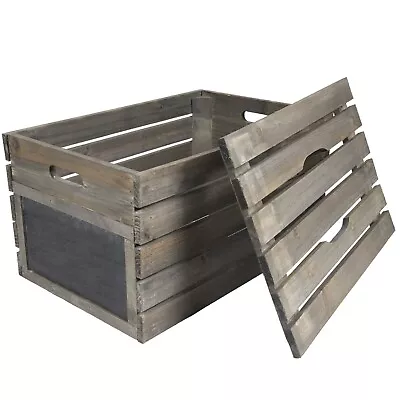 £14.99 • Buy Wooden Crate Large Farm Carrier Vintage Fruit Display Storage Box With Lid