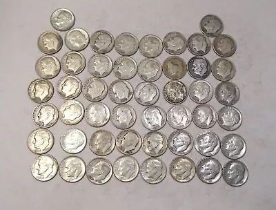 1957 US Dimes 90% Silver Roll Of 50 • $110.80