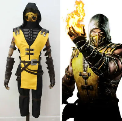 New Mortal Kombat X Scorpion Costume Halloween Cosplay Without The Mask@8 • $86.99