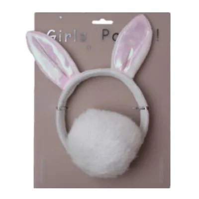 Bunny Rabbit Ears Girls Fancy Dress Hen Party Soft Furry Hair Band And Tail Set • £5.49