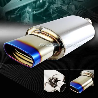 5.5  Euro Oval Burnt Tip T-304 Stainless Exhaust Muffler 2.5  Inlet Universal 4 • $49.95