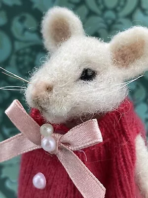 Handmade Needle Felted  White Mouse • £24.99