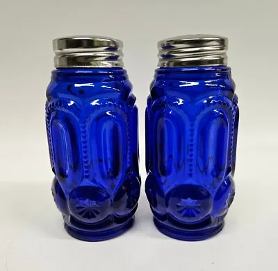 Moon And Star Glass Cobalt Blue Salt And Pepper Shaker Set • $49.99