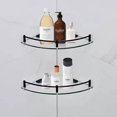 Bathroom Shelves Bathroom Glass Corner Shelf Wall Mounted Tempered Glass4728 • $41.79