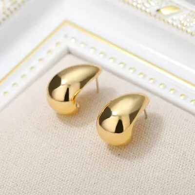 14k Yellow Gold Plated Vintage Mini Huggie Hoop Push Back Women's Stud Earrings • $118.39